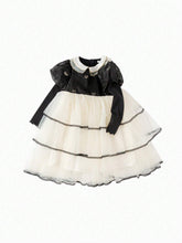 Balabala Balabala Girls' Princess Dress, Autumn Dress For Young Girl, Elegant Bubble Sleeve Cake Dress With Mesh Skirt
